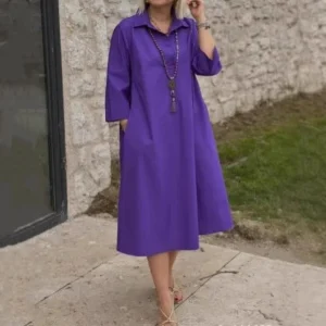 Kaela - Robe Décontractée Unie pour Femmes avec Poches Pratiques