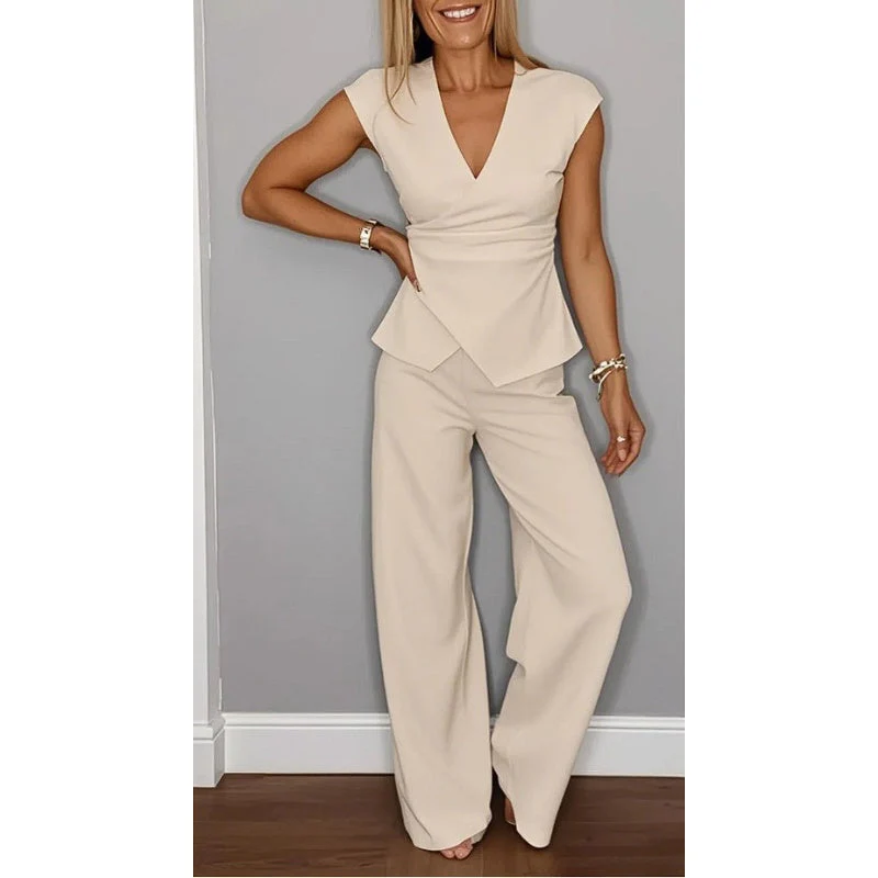 Jessira - Ensemble élégant pour femmes : Haut avec décolleté en V et pantalon – Image 6