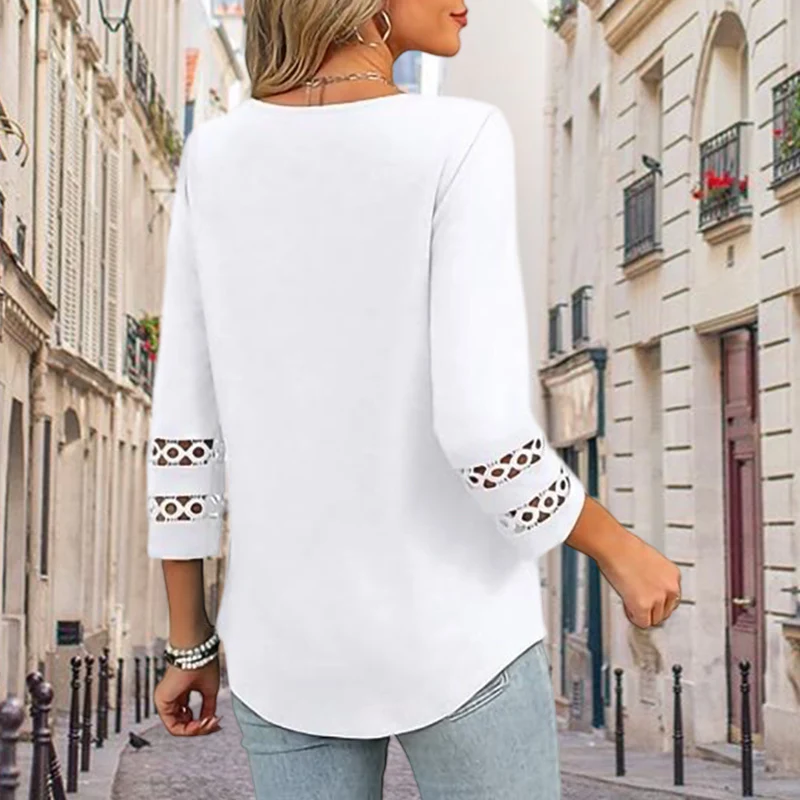 Heliona - Top femme manches 3/4 col en V uni – Image 7