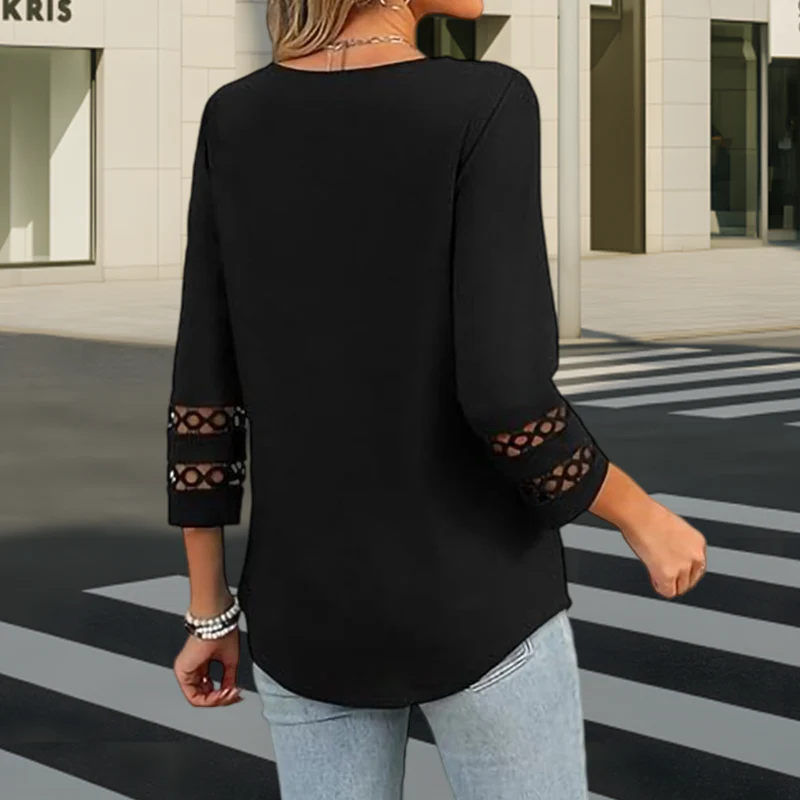 Heliona - Top femme manches 3/4 col en V uni – Image 8