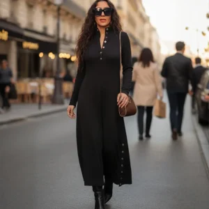 Noralissae - Robe Maxi Chic à Boutons