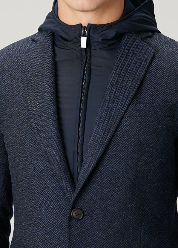 Pal Zileri | Veste à chevrons Col intérieur amovible à capuche - Marine – Image 4